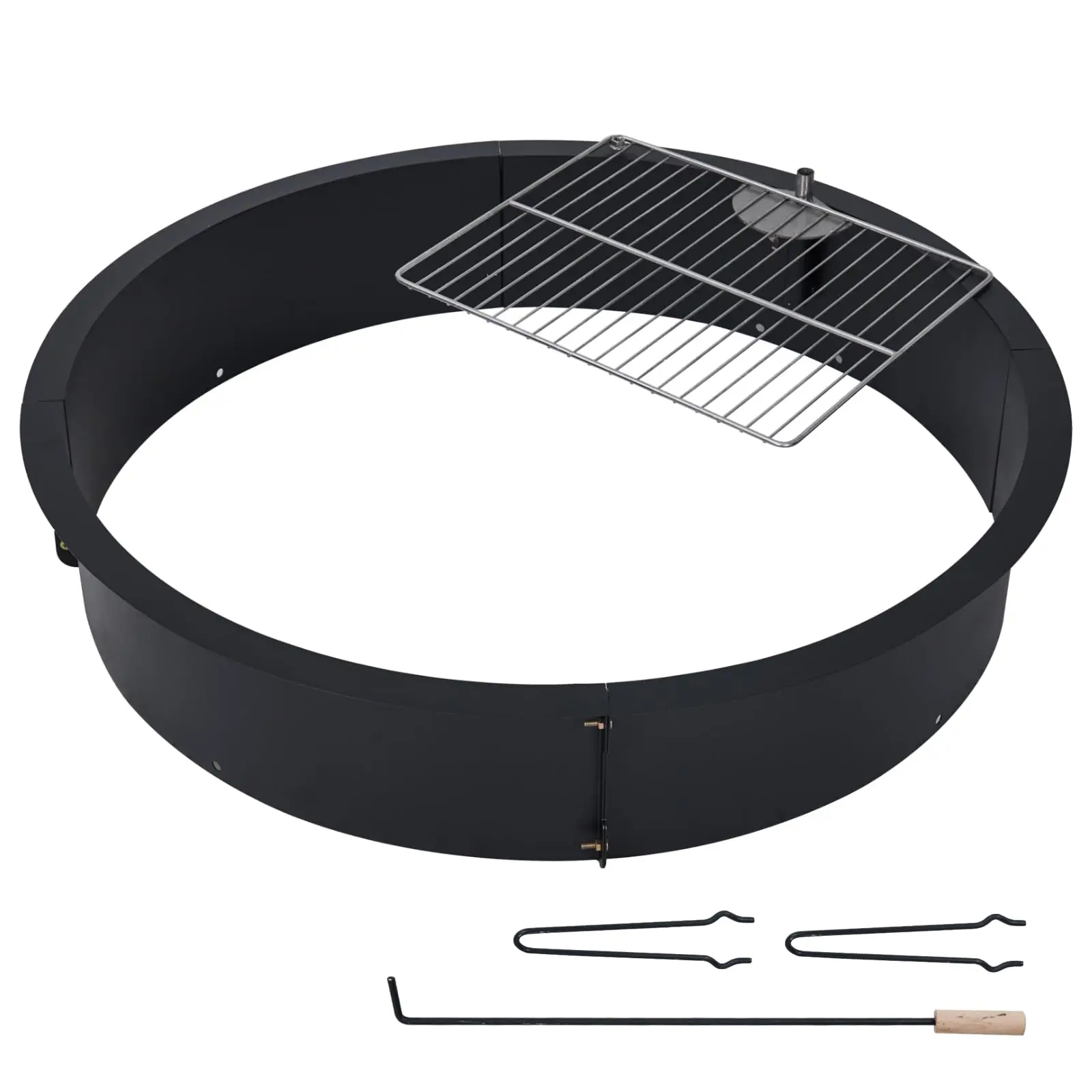36 inch Round Shape Outdoor Wood-Burning Fire Pit Ring Liner - 2.5mm Solid Steel, Quick Install, Fire Safety, Backyard Camping Insert, High-Temperature Resistance, Durable Strength