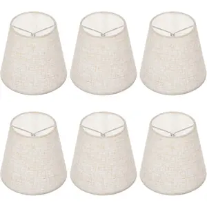 6 count Chandelier Lamp Shades 5 Inch, Mini Chandelier Shades Clip On for Table Lamps Wall Lamp Replacement,  Linen Mini Lamps Shade, 3.5 x 5 x 5.5 in (Top Height Bottom)