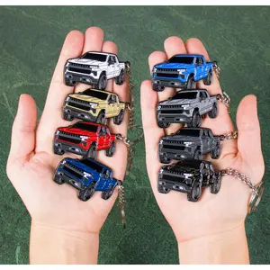 Chevy Keychain Compatible with Chevy Silverado 1500 Accessories - Toy Truck Gifts Men Key Fob Cover Chevrolet Truck 4x4 Key Chain Gifts under 20