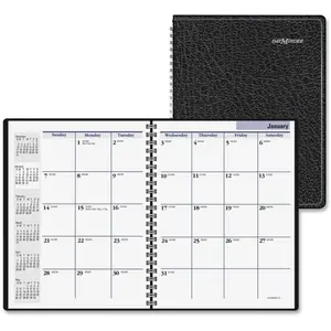 At A Glance  Desktop Monthly Planner, Simulated Leather - Black