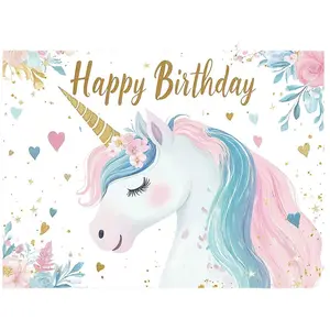 Summervibes Rainbow Unicorn Polyester Party Backdrop - 1pc Multi-Size (39x59in,43x70in,51x59in,59x82in,70.8x90.5in) Large Party Decorations Banners, Photo Booth Prop, Non-Electric Festive Supply for Birthday, Bedroom