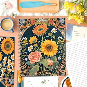 2pcs Spring Sunflowers Daisy Flower Peony Design Spiral Tearable Loose-leaf Notebooks for Birthday Party Supplies