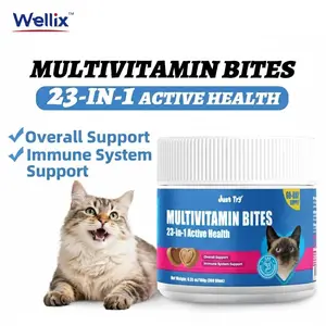 Just Try Cat Multivitamin Bites - Daily Indoor Cat Treats with Taurine, Biotin, Omega 3 for Immune, Skin, Coat, Heart, Eye, Urinary Health Support