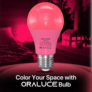 Pink LED Light Bulbs Indoor Outdoor, A19 Colored Bulb, Colorful E26 Lamp Bulb 60W Equivalent Non-Dimmable, for Bedroom, Lamps, Patio, Halloween, Christmas, Party, Holiday, 6 Pack