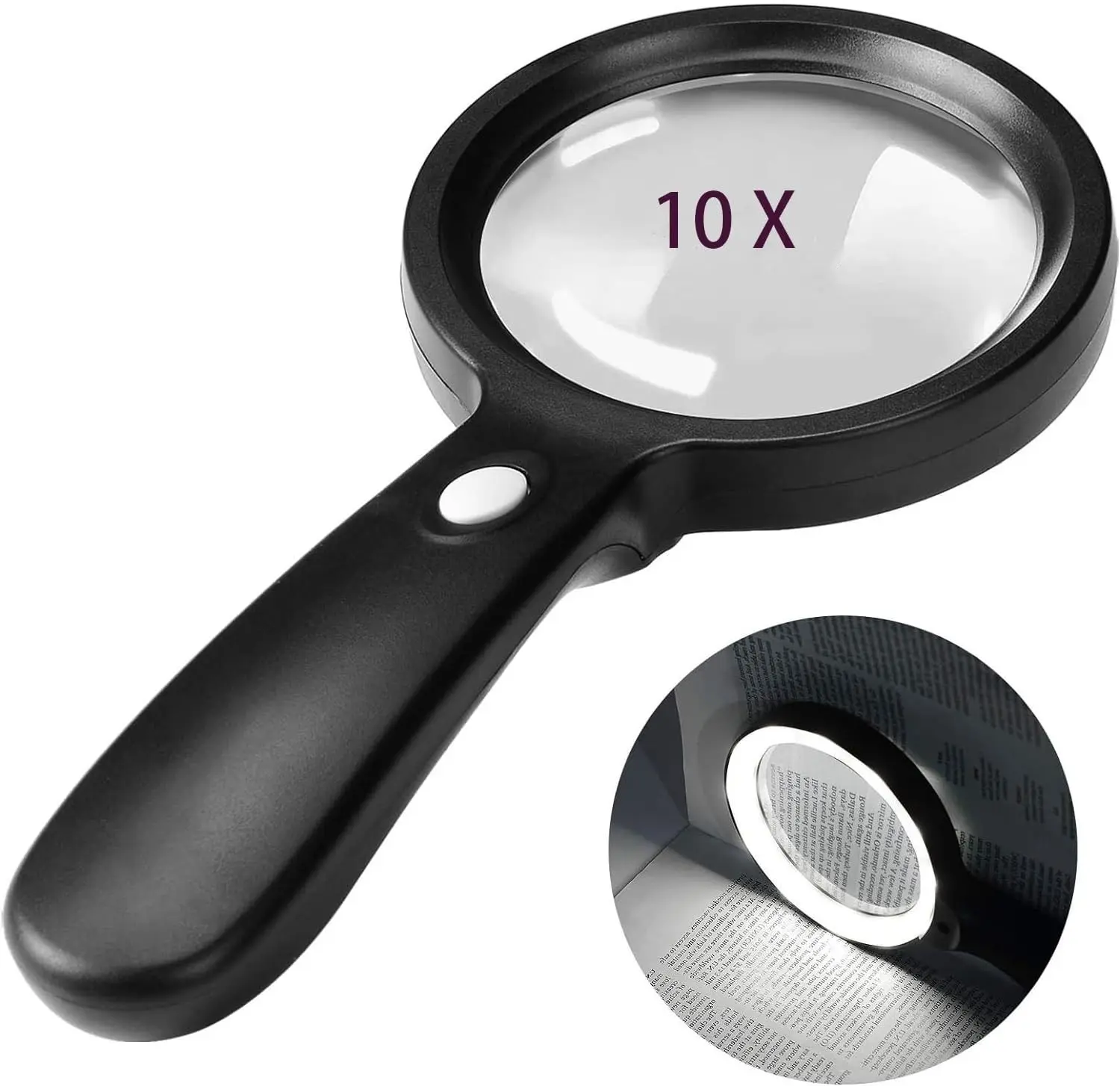 Magnifying Glass with Light, 10X Handheld Large Magnifying Glass 12 LED Illuminated Lighted Magnifier for Seniors Reading, Soldering, Inspection, Coins, Jewelry, Exploring