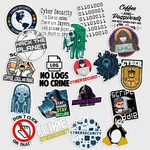 Sticker Pack 20 Cybersecurity Hackers Vinyl Sticker, Tech Security Coding Art, Waterproof Decal