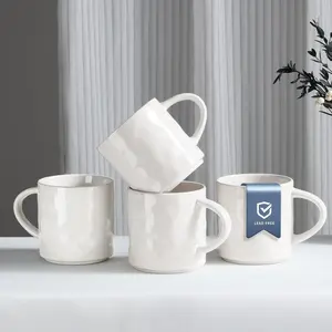 14OZ Coffee Mugs Set of 4, Stoneware Coffee Cups with Handle, Latte Mug for Man, Woman, Dad, Mom, Modern  Mugs for Latte/Cappuccino/Cocoa/Milk, Dishwasher& Microwave Safe, Speckled White