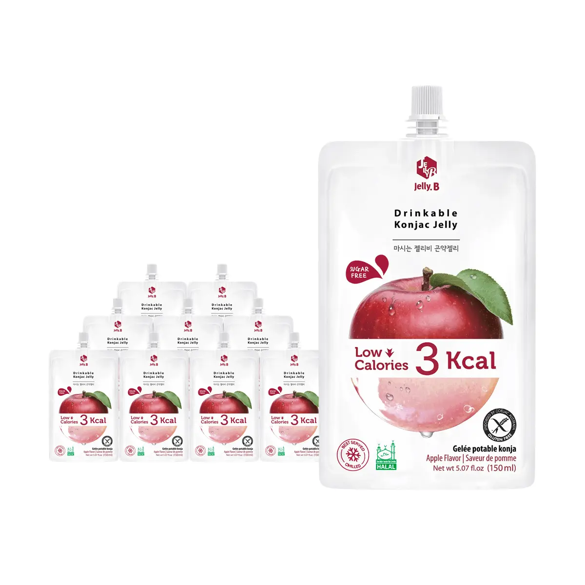 Korean Low Sugar Konjac Jelly - Apple Flavor 150ml x 10 Packs | Healthy Snack & Meal Replacement Korean Low Sugar Konjac Jelly - Apple Flavor 150ml x 10 Packs | Healthy Snack & Meal Replacement