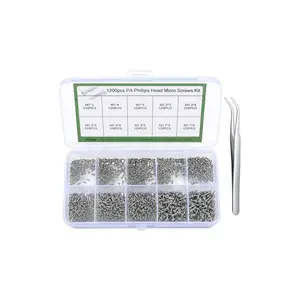 1200pcs Mini Screw Kit (M1/M1.2/M1.4/M1.7) - Self-Tapping Phillips Head Screws with Oxide Coating, Small Round Tip for Electronics, Fashion Glasses, Watch & Device Repairs - Durable Corrosion-Resistant Fasteners in Organized Storage (Profession