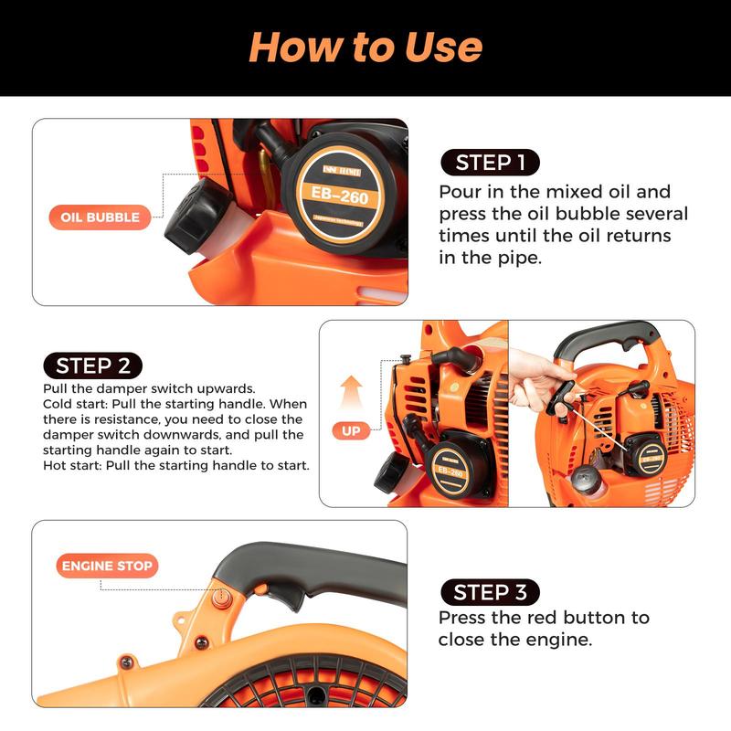 Handheld Gas Blower, 2-Stroke Gas Powered Leaf Blower, 750W 25.4cc Gasoline Grass Sweeper for Lawn Care, Snow Blowing & Yard Cleaning, Heavy Duty Grassland Cleaning Machine Portable