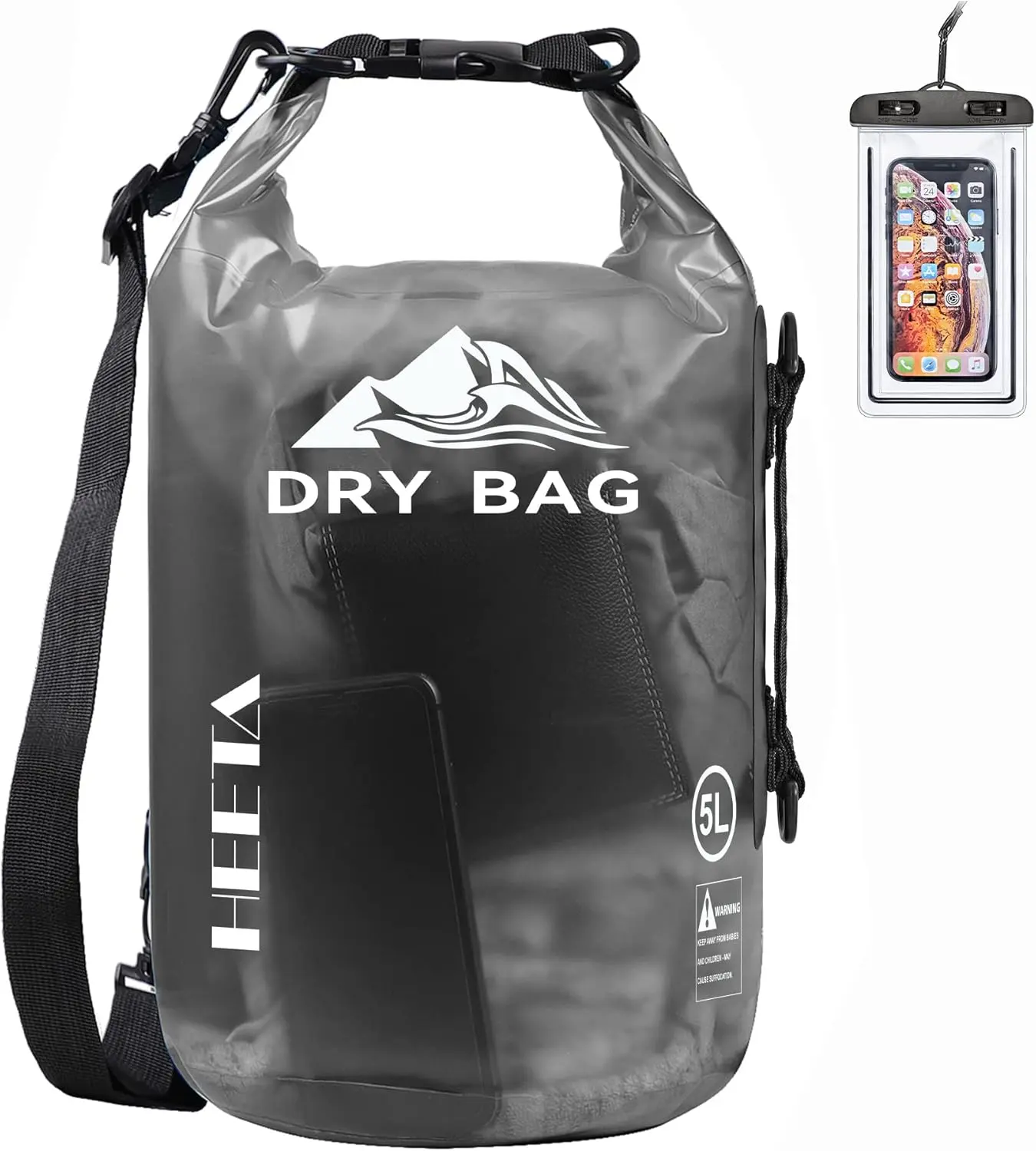 Waterproof Roll Top Dry Bag Backpack (5L/10L/20L) - Lightweight Dry Storage Bag with Phone Case for Outdoor Enthusiasts, Ideal for Boating, Camping, Travel