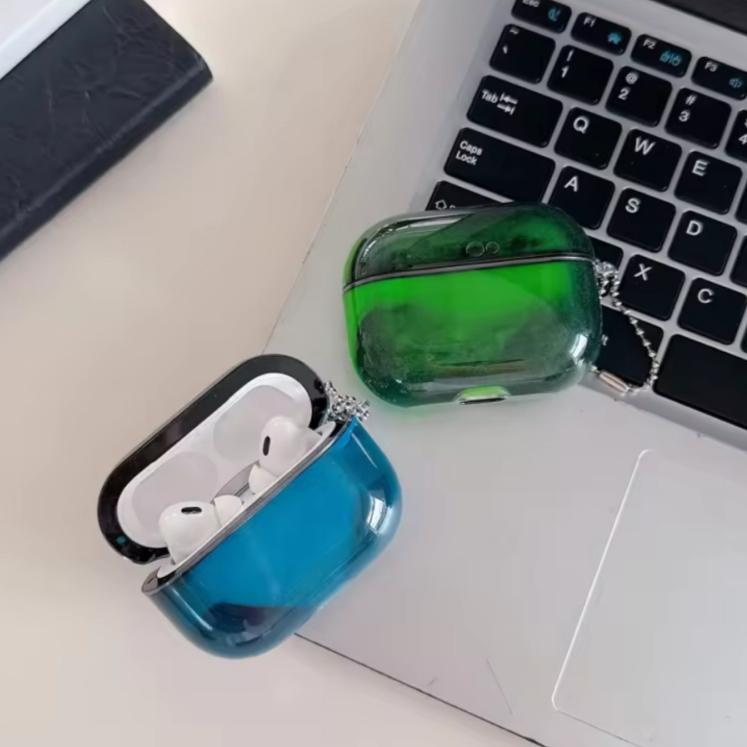 HISTORYOO Luminous Quicksand for AirPod Case for AirPods 4 3 2 1 Pro 3 Pro 2/1 For Apple Earbud Cover Shock Absorbing Enhanced Protective Cute Sparkle Glow-in-The-Dark Liquid Glitter Funny Hard Clear Night Glowing Sand Earphone Case Detachable Keychain