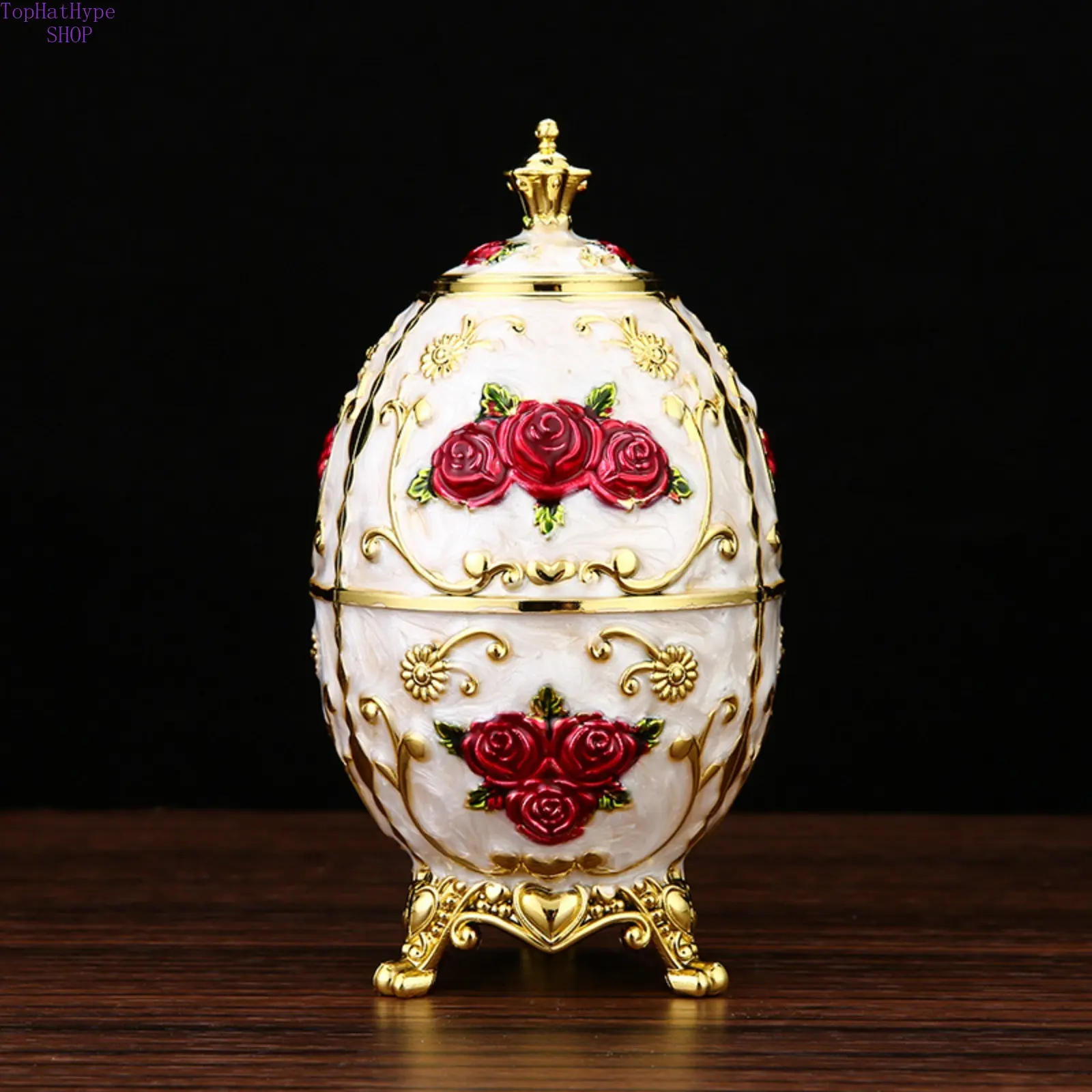 Vintage Toothpick Holder, Fabergé-Style Metal Alloy Dispenser with Ornate Floral Design, Automatic Pop-Up for Decorative Tabletop Use