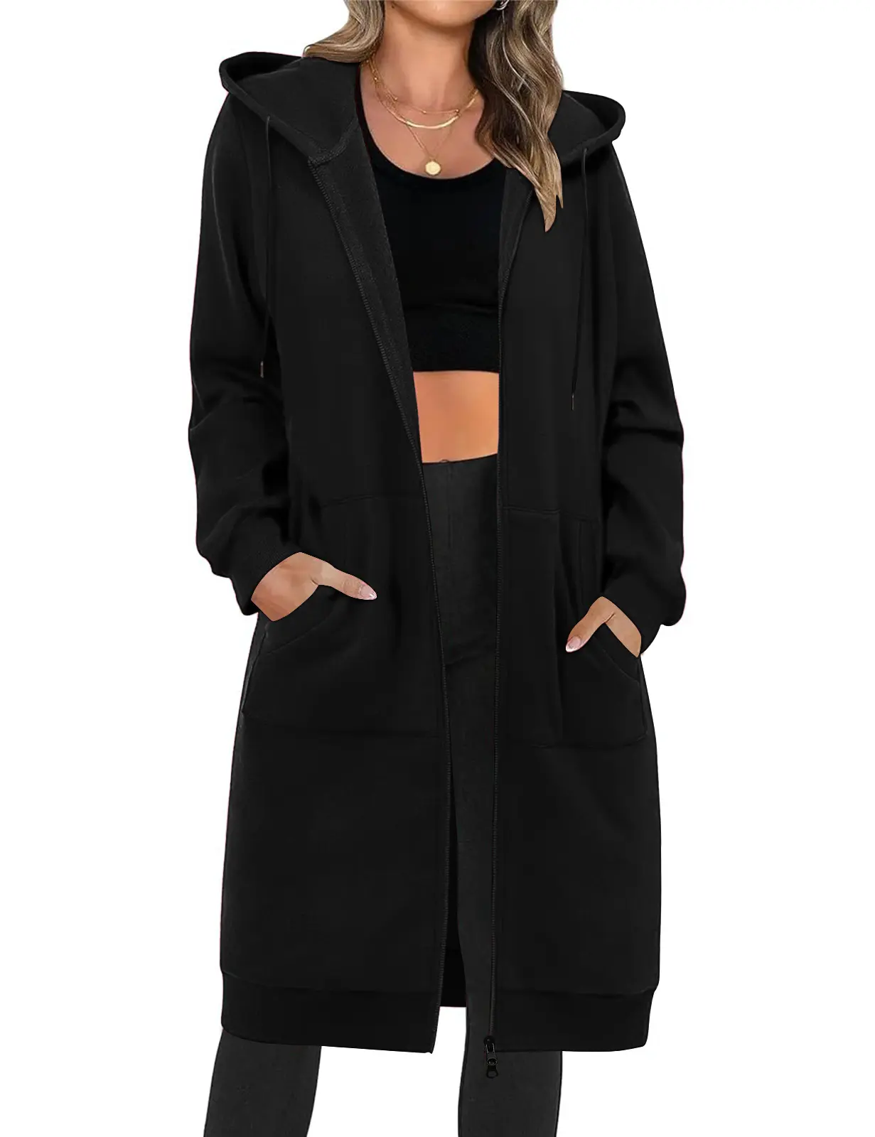 HEEKPEK Women Casual Zip up Fleece Hoodies Tunic Sweatshirt Long Hoodie Jacket Cotton Long Sleeve fitted striped knitwear, Cardigan, Zipper, Everyday, Fabric