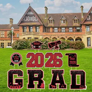 10 count Black Red 2026 Graduation Yard Signs, Large 2026 Grad Lawn Sign, Outdoor Graduation Decorations for Front Yard, Class of 2026 Parties
