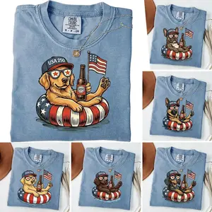 Comfort Color 50+ Dog Breeds Available - 4th of July Shirt, Patriotic Dog Lover Tee, Funny USA 250 Years Beer Dog , Independence Day Golden Retriever T-Shirt, American Flag Dog Shirt