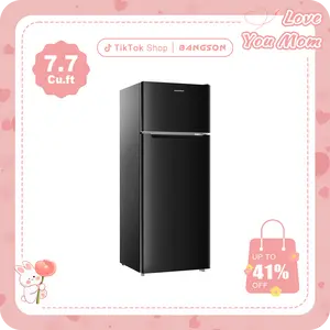 BANGSON 7.7 Cu.Ft Refrigerator with Freezer, Double Door Refrigerator, Medium Capacity for Apartment/Family, Adjustable Thermostat, Energy Efficient, Quiet Operation, LED Interior Light, Gift Idea, Christmas Gift