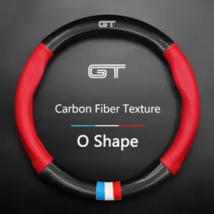 Carbon Fiber Car Steering Wheel Cover Fits For Ford GT Fiesta Edge Mondeo Focus Raptor Puma Explorer Ecosport Ranger F150 Kuga Anti-Slip Car Steering Protector