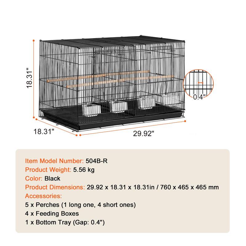 SucceBuy 30In Flight Bird Cage Stackable Divided Small Animal Cage for Kinds of Birds Pet Travel Birdcage with Handle and Perche