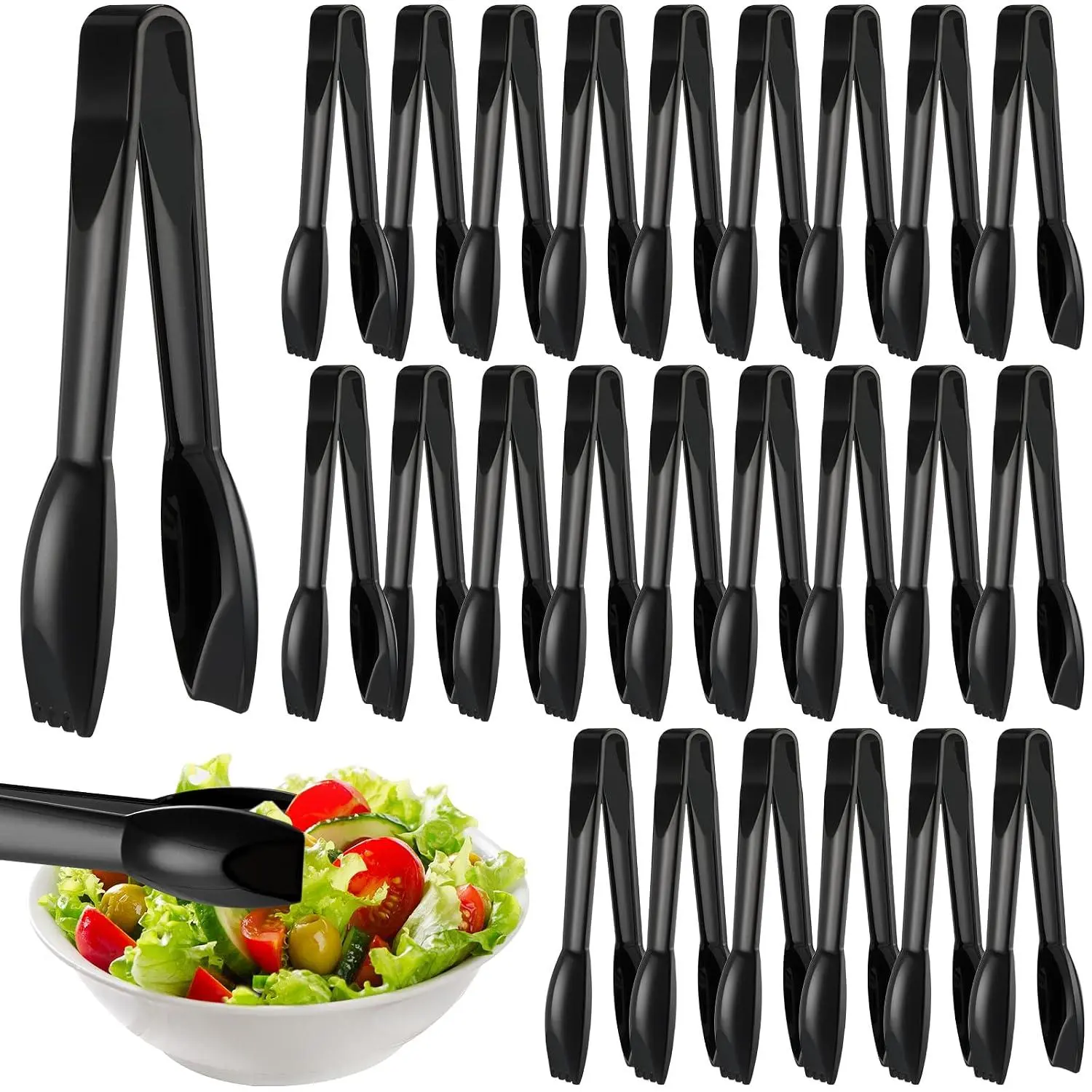 6 Inch Utility Tong Plastic Serving Tongs Scalloped Serving Utensils Charcuterie Accessories Heavy Duty Tongs For Cooking Small Tongs For Appetizers Food Catering Dinner Parties (24 Pieces)