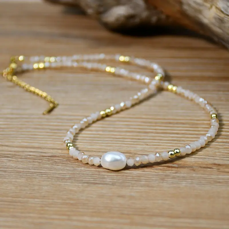 Faux Pearl Decor Artificial Crystal Beaded Necklace for Women, Statement Necklace, Elegant Beaded Necklace for Daily Wear, Fashion Accessories for Party, Daily Clothing Decor, Decorative Accessory Necklace
