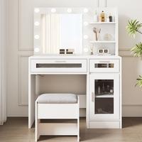Acrylic Dressing Table with Chair Set - White