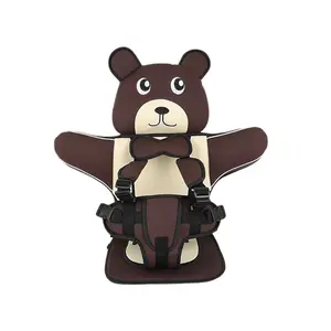 Infant Car Seat Safety Belt, Portable Cartoon Bear Child Seat Cushion, Five-Point Harness, Foldable, Suitable for 3-36 Months Babies