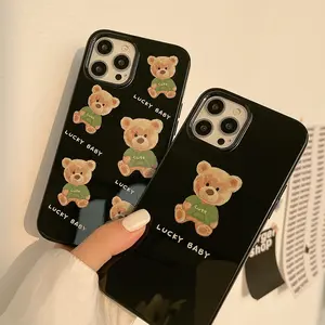 Cartoon style 16 suitable for iPhone 15 Apple 17 Pro Max phone case 13 glossy XR bear 11 soft cover
