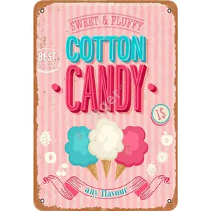 Cotton Candy Retro Metal Decor Wall Plaque Vintage Tin Sign for House Cafe Club Home Or Bar8x12 Inch