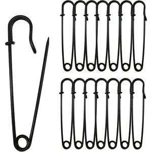 Upgraded 3" Extra Large Heavy Duty Black Safety Pins Pack of 30 for Clothes Leather Canvas Blankets Crafts Skirts Kilts