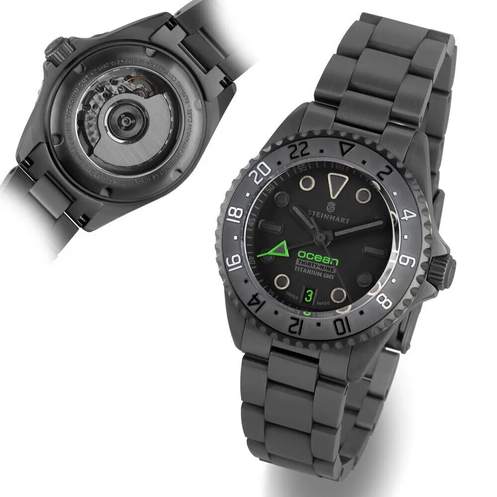 Steinhart Ocean 39 Titanium GMT Phantom Green 106-1399 Automatic Swiss Diver
