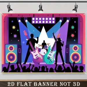 2D Flat Banner, 1pc 80s 90s Disco Themed Party Decoration Set - Colorful Balloon Arch Kit with Happy Birthday Banner, Polyester Material, Ideal for Birthday, Christmas, Halloween, Party Decoration | Retro Party Decor | Disco Party Decorations