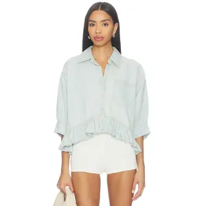 Free People Bailey Denim Shirt In Light Tint Wash