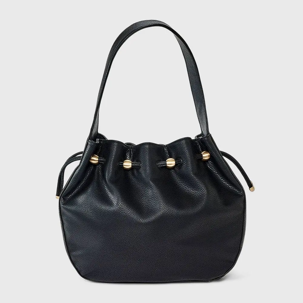 Drawstring Bucket Handbag - A New Day Black Drawstring Bucket Handbag - A New Day Black