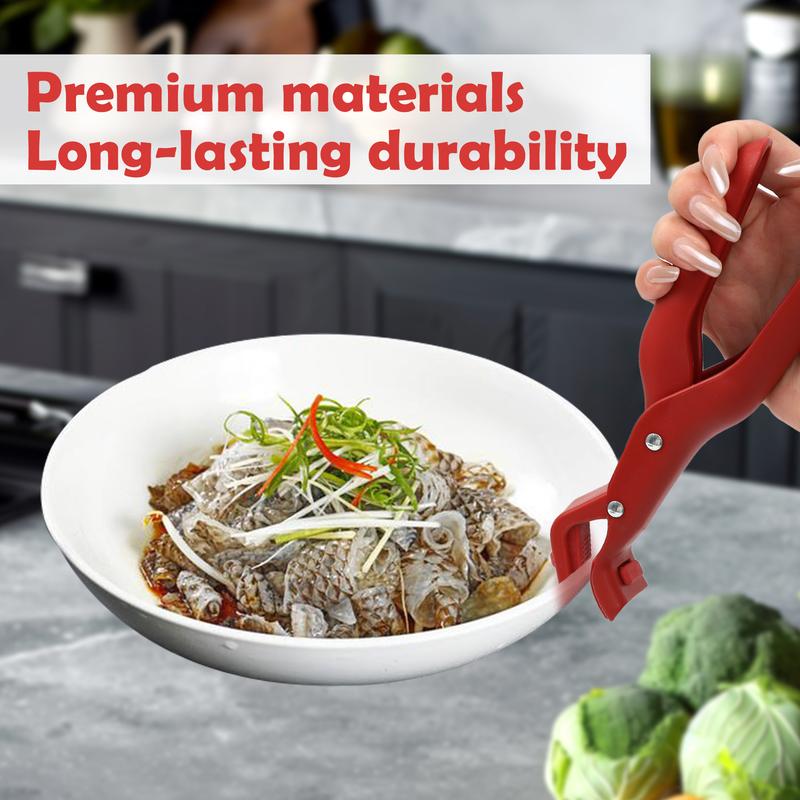 2 Counts Hot Plate Gripper, One Red One Green, Anti-Slip Grip, Easy One-Handed Operation