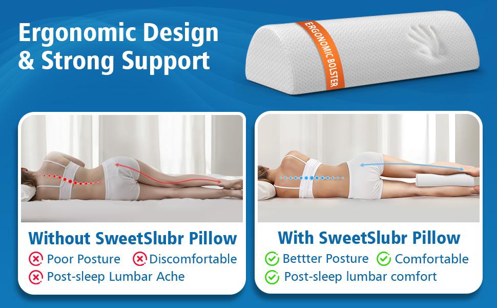 Knee Pillow for Side Sleepers, Half Moon Memory Foam Bolster Pillow for Legs, Ergonomic Design Wedge Elevation Pillow for Side & Back Sleeping, Under Knee Support, Foot, Ankle, Lumbar, Pillows for sleeping, Body pillow