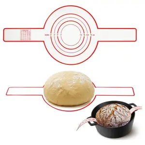Silicone Bread Baking Mat with Extended Handle, Food-Grade Non-Stick Reusable Heat Resistant Cooking Pad, Ideal for Sourdough Baking