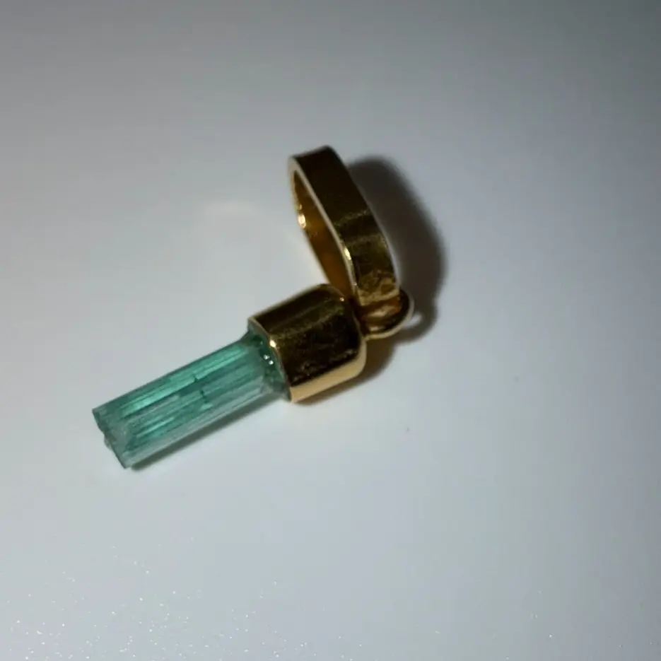 Raw Emerald Pencil | 100% Natural | May Birthstone | Pendant on 18K Gold Plated 925 Sterling Silver | 7.5 mm to 12 mm