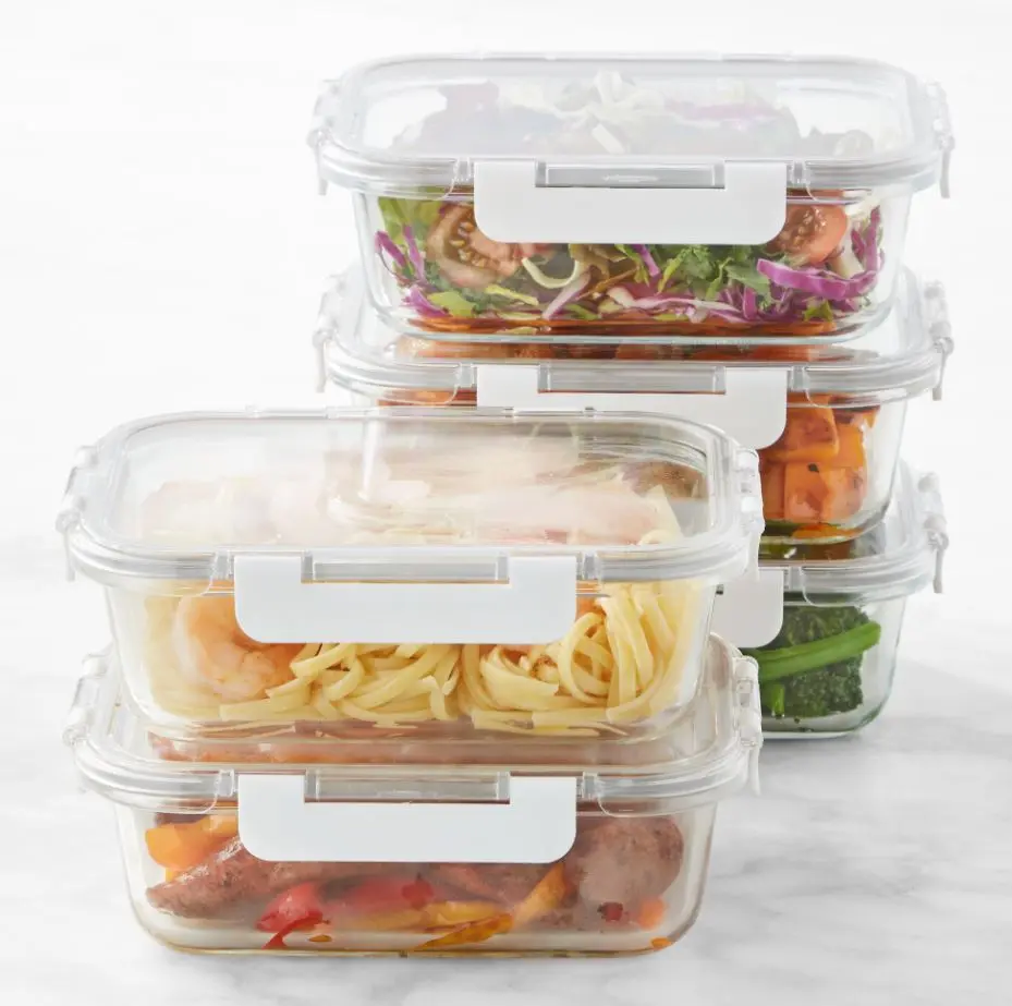 Hold Everything 10-Piece Rectangular Glass Food Storage Containers | Airtight Lids, Meal Prep & Kitchen Storage