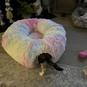 Product Review of Winter Warm Pet Bed, 2 in 1 Foldable Cat Tunnel Cat Bed, Warm Plush Cat Bed with Hanging Ball & Tunnel Buckle, Pet Supplies for Indoor Outdoor Use from 🐬**🩷