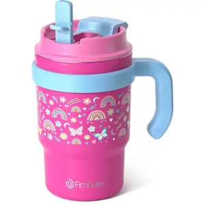 Fimibuke Insulated Tumbler with Handle & Straw - 16oz Leak Proof, BPA FREE, 18/8 Stainless Steel Tumbler with Sip/Swig 2-in-1 Lid, Water Bottle Drinking Cups Travel Mugs