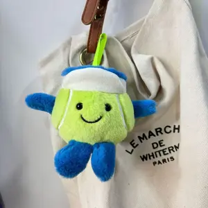 New Fun Cotton Tennis Bag Charm Keychain, Perfect for Daily Wear, Vacation Dates, Surprising Gift Idea, Outdoor Bag Accessory