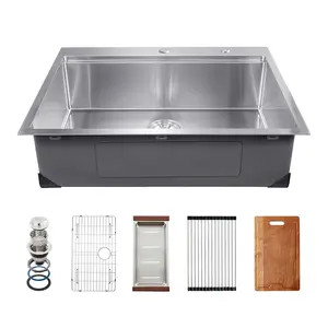 30" Kitchen Sink Top Mount Single Bowl Drop-In Basin Stainless Steel Bar