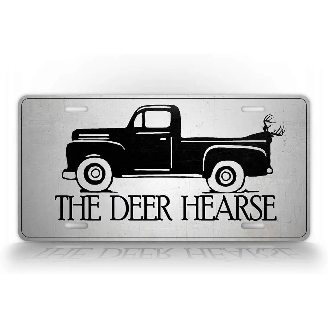 6x12in Standard Aluminum Alloy Deer Hearse Metal License Plate, Vintage Funny Text Redneck Car Exterior Accessory, Easy-Mount Weather-Resistant Front Decor for Dad, Hunting/Vintage Truck Theme Pickup Trucks, Easy Mounting