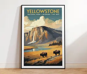 Yellowstone National Park Vintage Travel Poster, Print at home | Wall Art