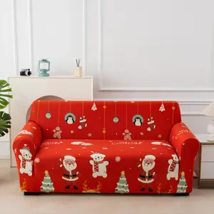 High Elasticity Fabric Christmas Stretch Sofa Cover, Easy Washable, Festive Holiday Decorations, Reusable Couch Protector for Home Decoration