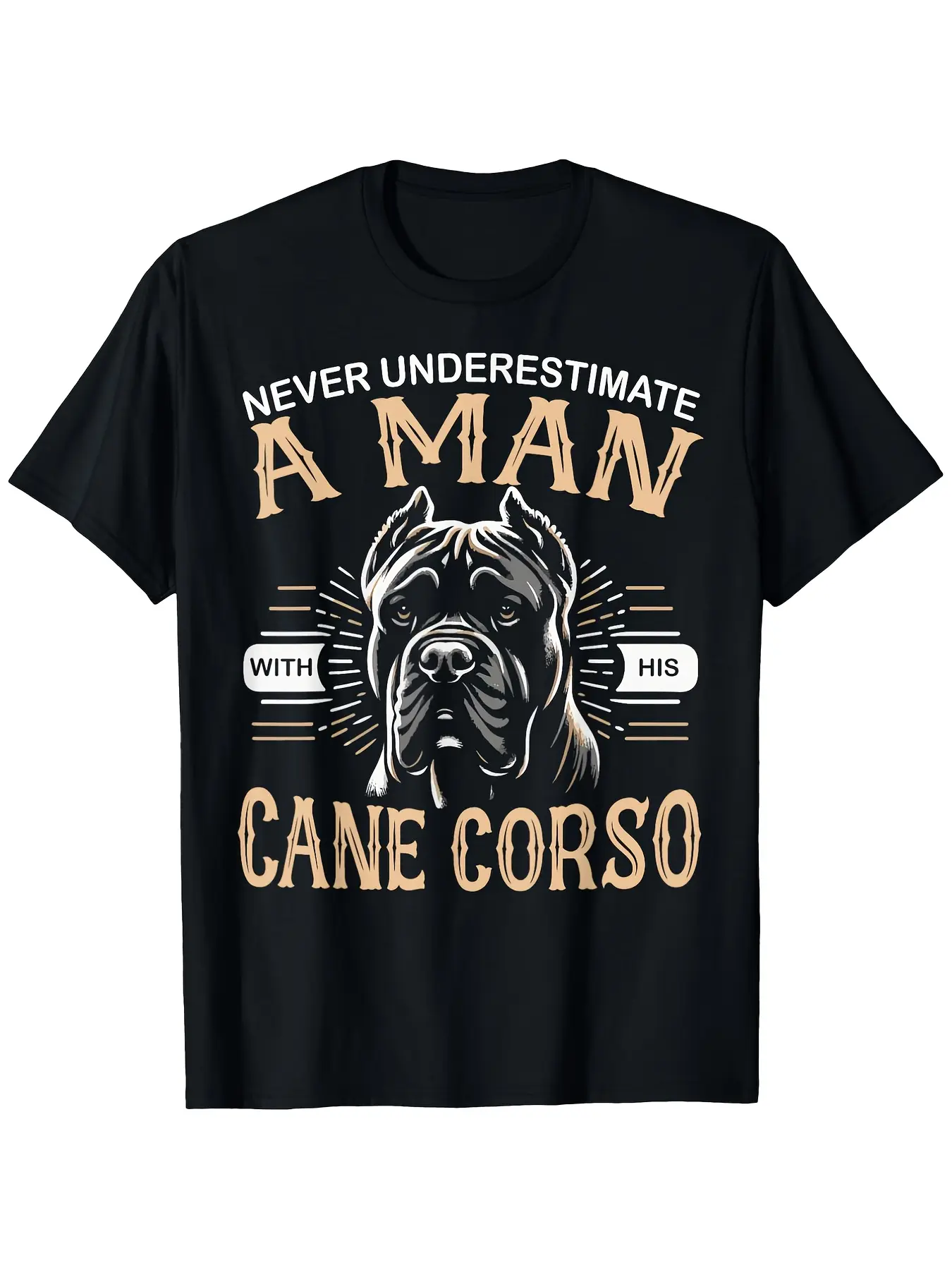 Never Underestimate a for Man with His Cane Corso unisex soft cotton short sleeve t shirt, vintage graphic casual tee for men women teens, perfect birthday holiday gift for camping travel gym daily street  wear