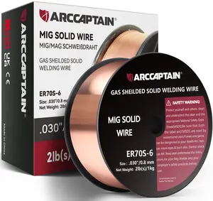 ARCCAPTAIN Mig Welding Wire, Mig Wire 0.030" .030''  ER70S-6 2Lbs Gas Solid Carbon Steel Low Splatter Mig Welding Wire Compatible With Lincoln Miller Forney Harbor Welder 1KG Mild Steel