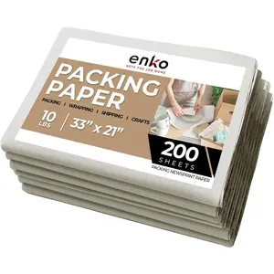 Newsprint Packing Paper for Moving & Shipping - 10 lbs - (33 x 21 Inch) 200 Sheets of Blank, Clean & Unprinted Newspaper Wrap Paper for Dish & Glass Wrapping - Premium Storing & Moving Supplies