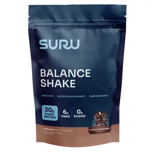 Suru Balance Shake - 20g Protein, 6g Fiber, 0g Sugar, 140 Calories, Vegan & Gluten Free, Ideal for Blood Sugar Support and Healthy Gut